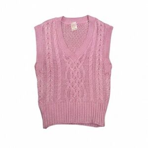 Vintage Pink Cable Knit Sweater Vest